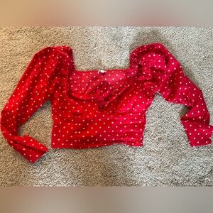 Guess Red Polka Dot Women's Top